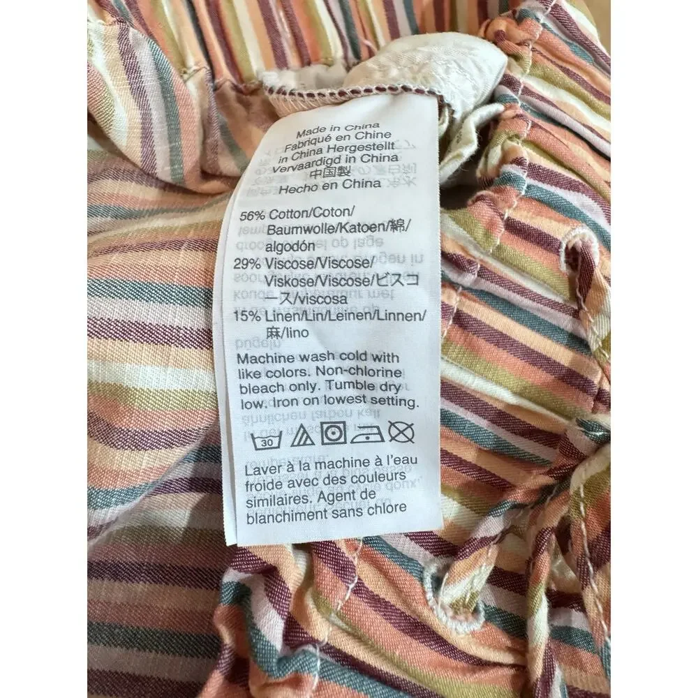 Madewell Womens Drawstring Shorts Pull On Mid Length High Rise Rainbow Stripe S - Picture 10 of 10